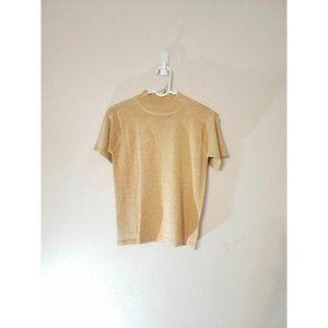 Ryan Harris Silk Top Knit Mock Neck Women Ladies Beige Size S
